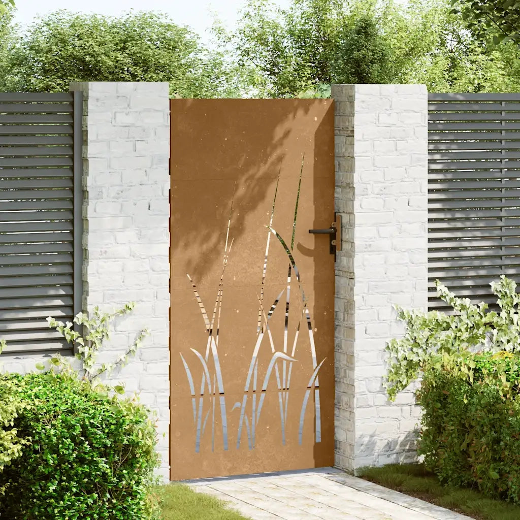 Cancello da giardino 85x175 cm in acciaio Corten con design erba CFW6336431