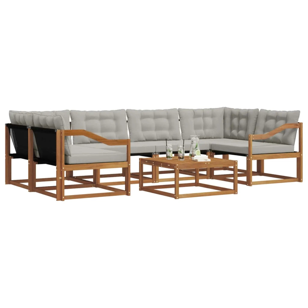 Set di divani da esterno 7 pcs Grigio Naturale e Chiaro