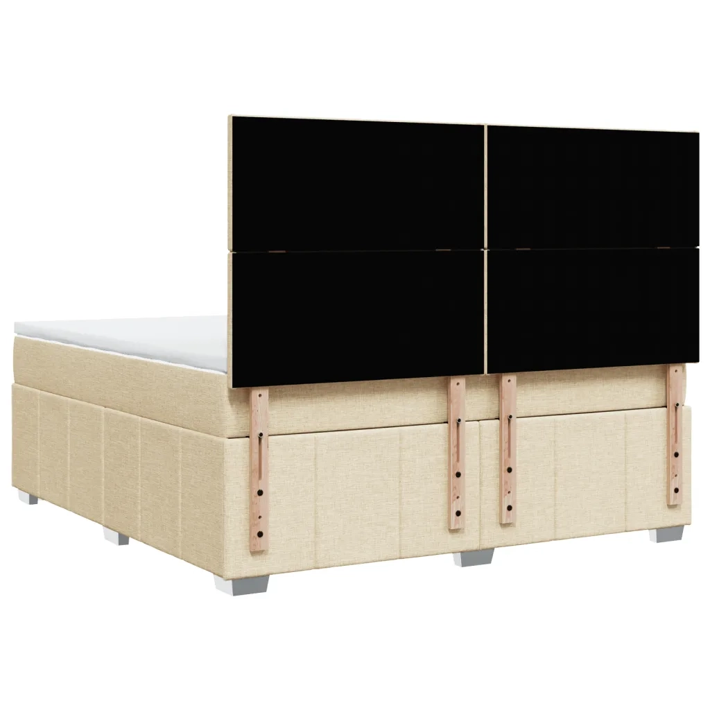 vidaXL Giroletto a Molle con Materasso Crema 180x200 cm in Tessuto