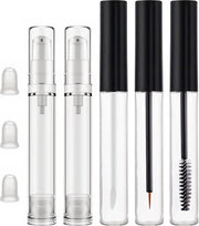 Set di tubi di mascara trasparenti con astina - tubi di eyeliner e lip gloss vuoti - 10 ml - set da 3 - 2 pompe senza aria - 10 ml - confezione da 5.