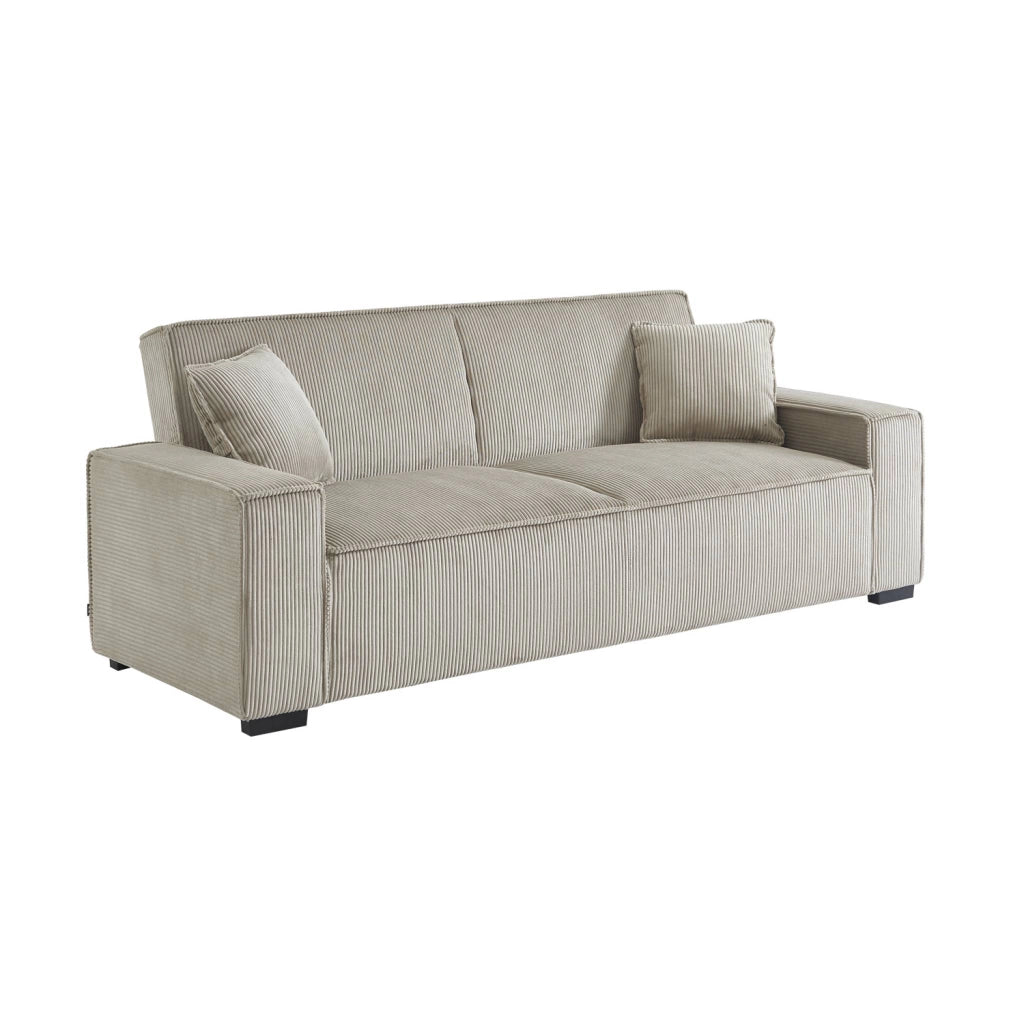 Divano letto in velluto a coste, 3 posti, beige