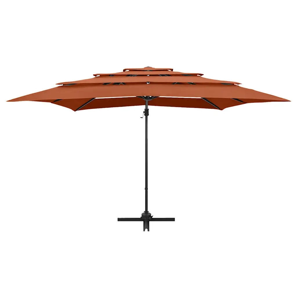 Ombrello | Parasolne a 4 Livelli Palo in Alluminio 250x250 cm Terracotta