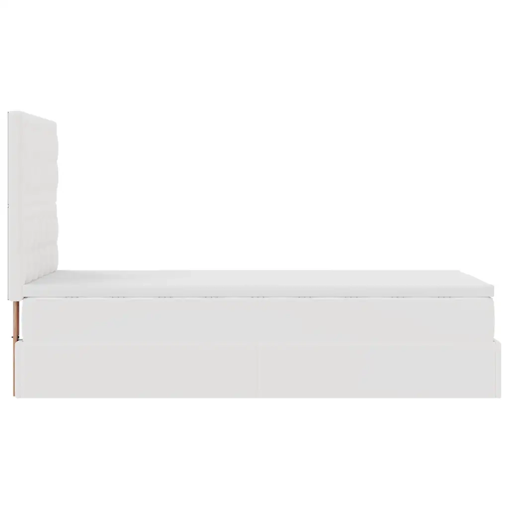 Letto Pouf con Materasso Bianco 90x200 cm Similpelle