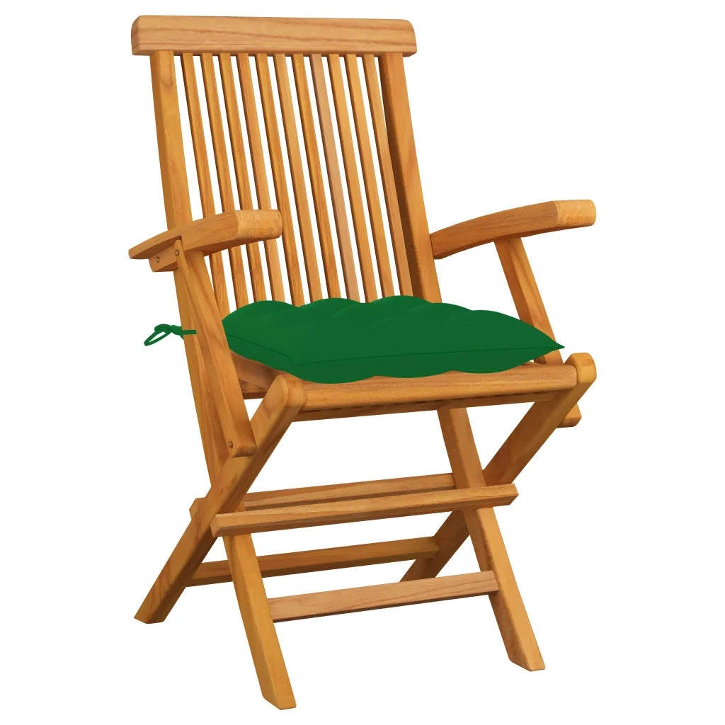 Sedie da Giardino con Cuscini Verdi 6 pz in Massello di Teak cod mxl 7186