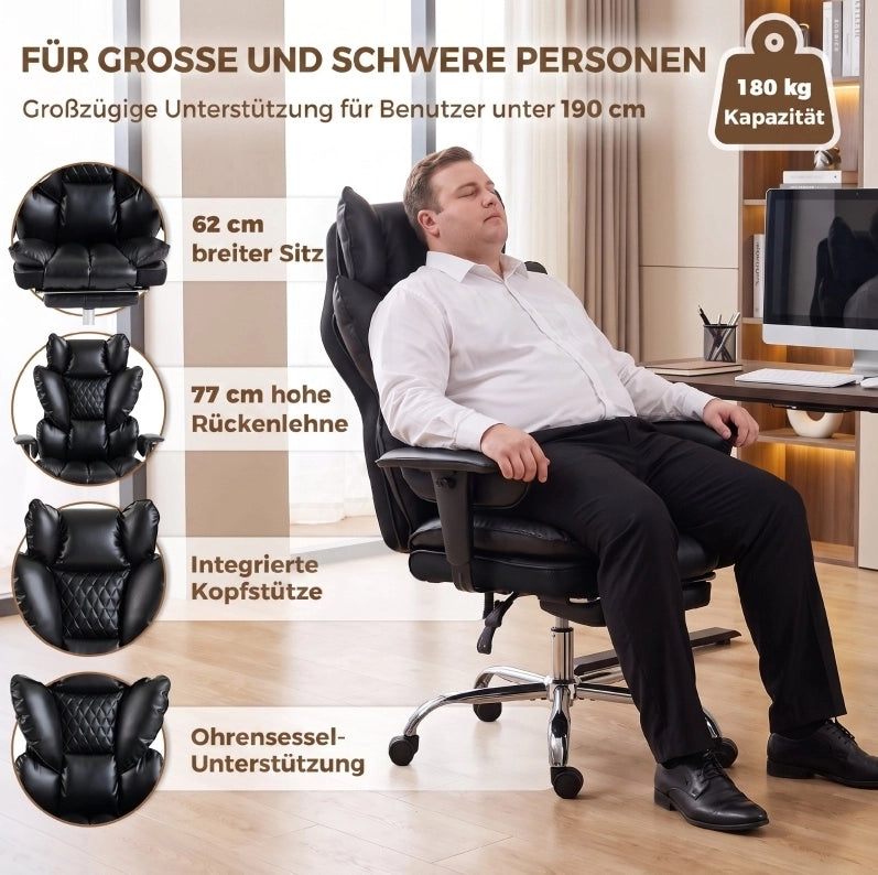 SEDIA UFFICIO Reclinabile 62 cm Similpelle Nera