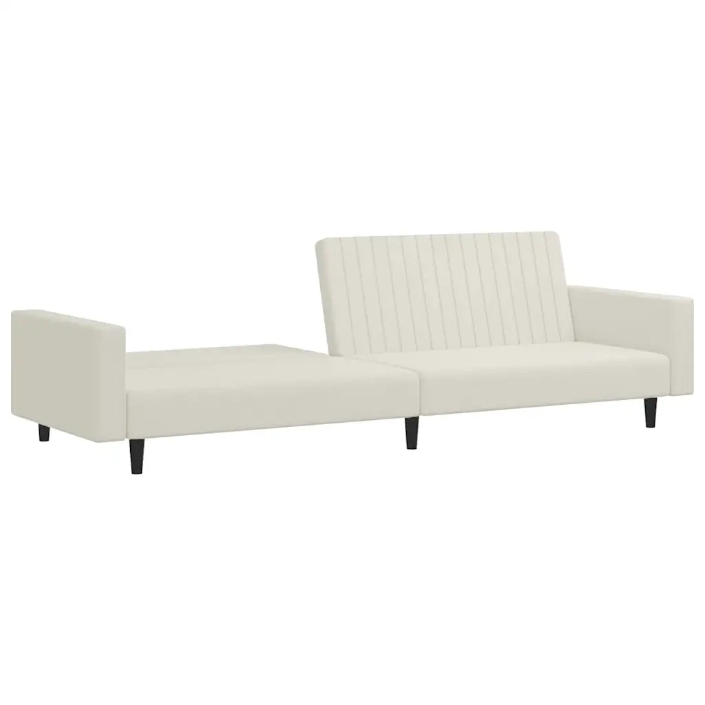 Divano Letto a 2 Posti Crema in Velluto 375946