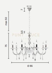 LAMPADARIO LIVIA 8 LUCI OTTANIO- TRASPARENTE E CROMO ATTACCO E14 D.85CM