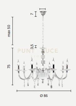 LAMPADARIO LIVIA 8 LUCI OTTANIO- TRASPARENTE E CROMO ATTACCO E14 D.85CM