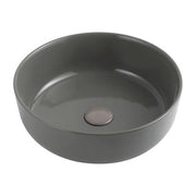 Lavabo da appoggio grigio cemento tondo 38,5 cm in ceramica  Zelos