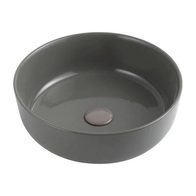 Lavabo da appoggio grigio cemento tondo 38,5 cm in ceramica  Zelos