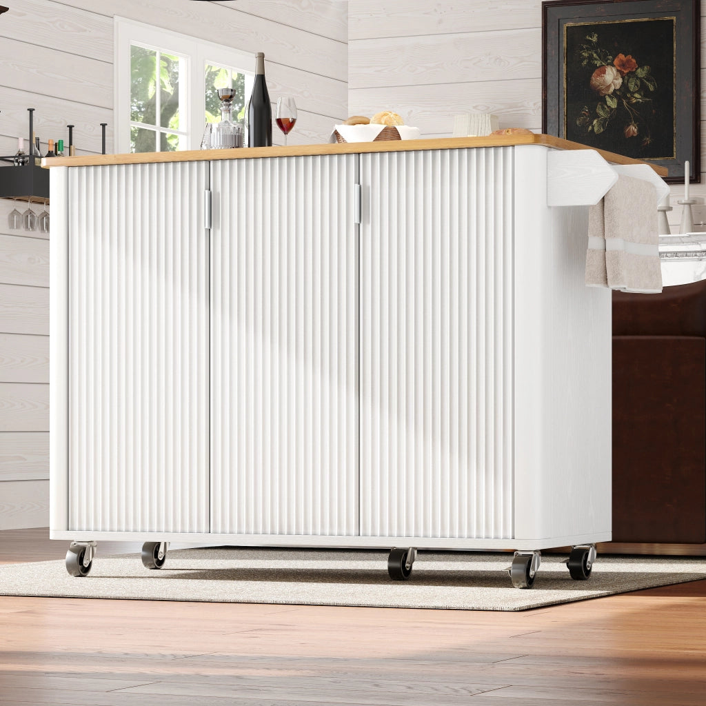 ISOLA DA CUCINA 130x45(75)x92 cm MDF Bianco con ruote