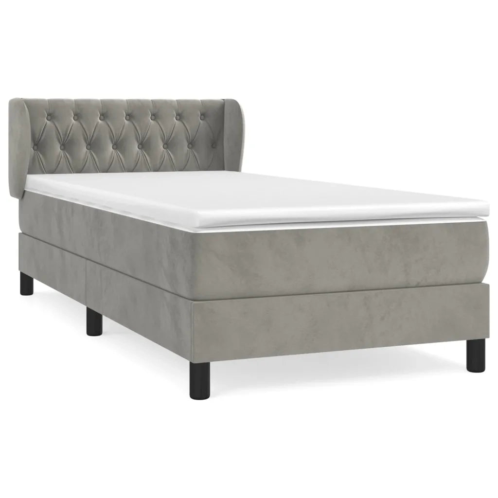 Giroletto a Molle con Materasso Grigio Chiaro 100x200cm Velluto cod mxl 64752
