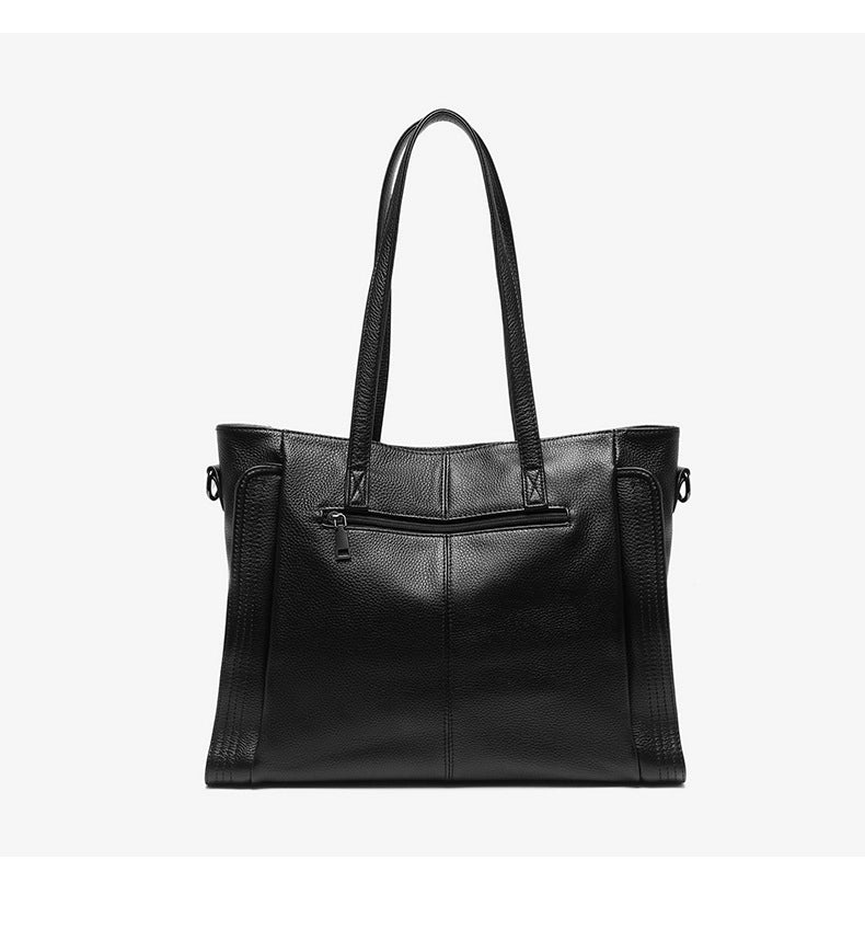 Borsa a tracolla da donna in vera pelle, alla moda, colore nero.