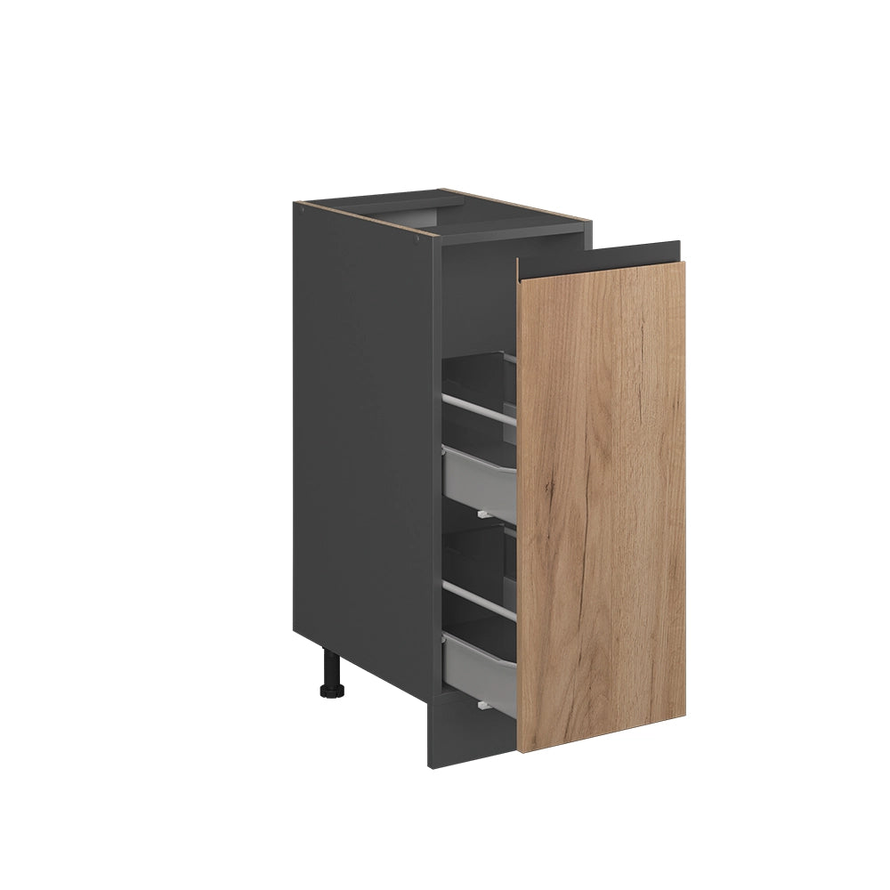 Armadio cucina dispensa alto R-Line Rovere dorato/Antracite 30 cm J-Shape PL Marmo Vicco