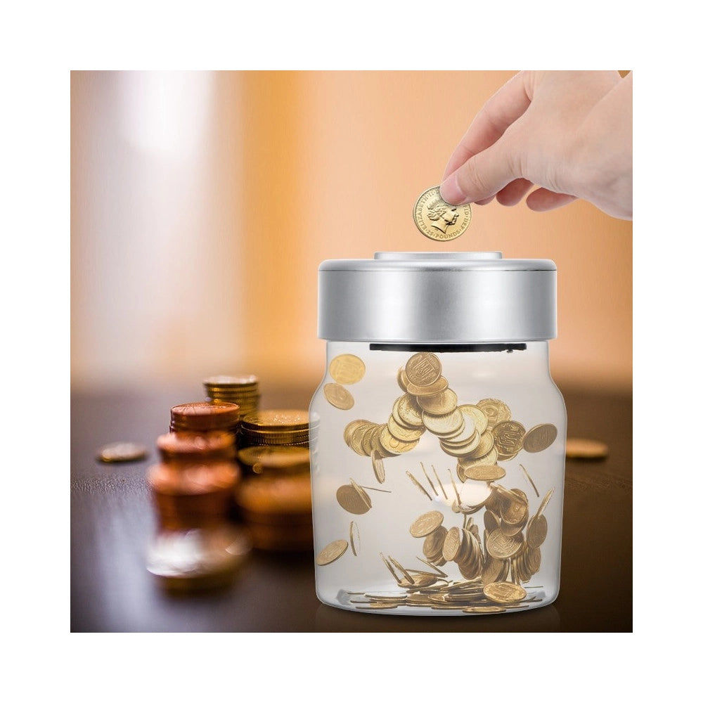 Trade Shop - Salvadanaio Con Contamonete Automatico Forma Barattolo Display Lcd Money Box Lcd -