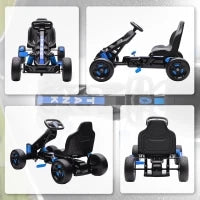 Kart Pedali per Bambini di +3 Anni con Frizione Automatica Freno Ruote Antiscivolo in EVA e Telaio Metallico Blu