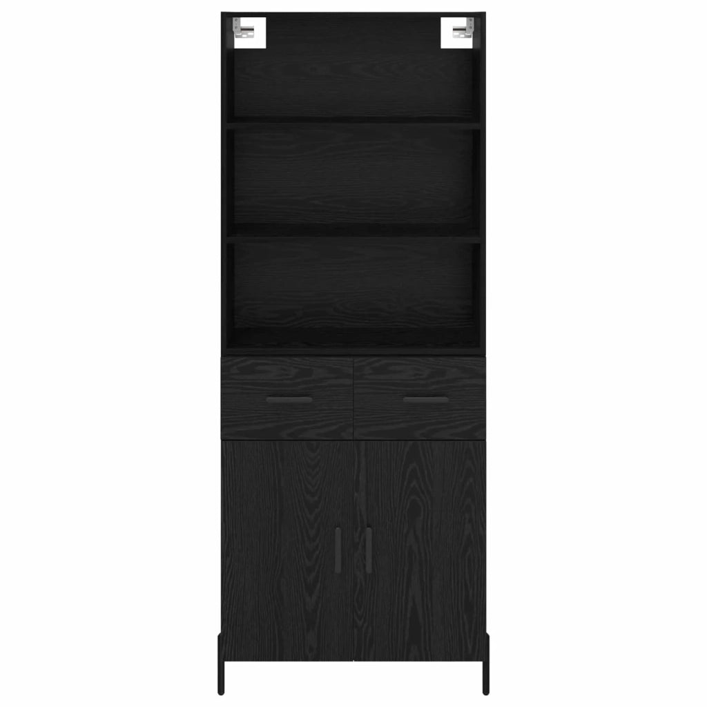 Credenza-Buffet-Armadio da cucina Rovere nero 69,5 x 34 x 180 cm Legno multistrato 602101