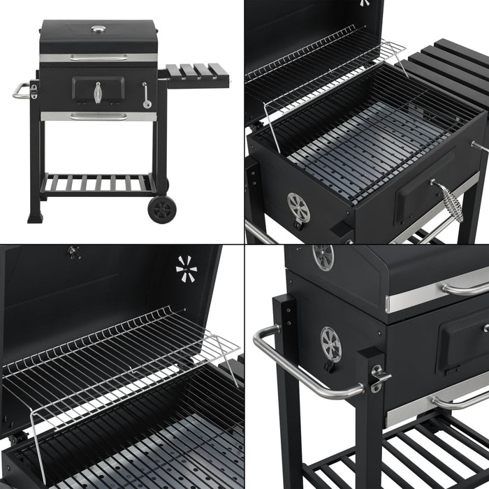 Carrello barbecue a carbonella 105 x 114 x 48 cm nero 03_0009212