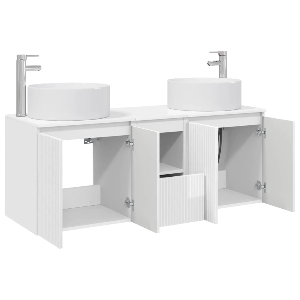 Set di Armadi da Bagno 3 pz Bianco Lucido 49,5 x 44,5 x 65,5 cm 3405741