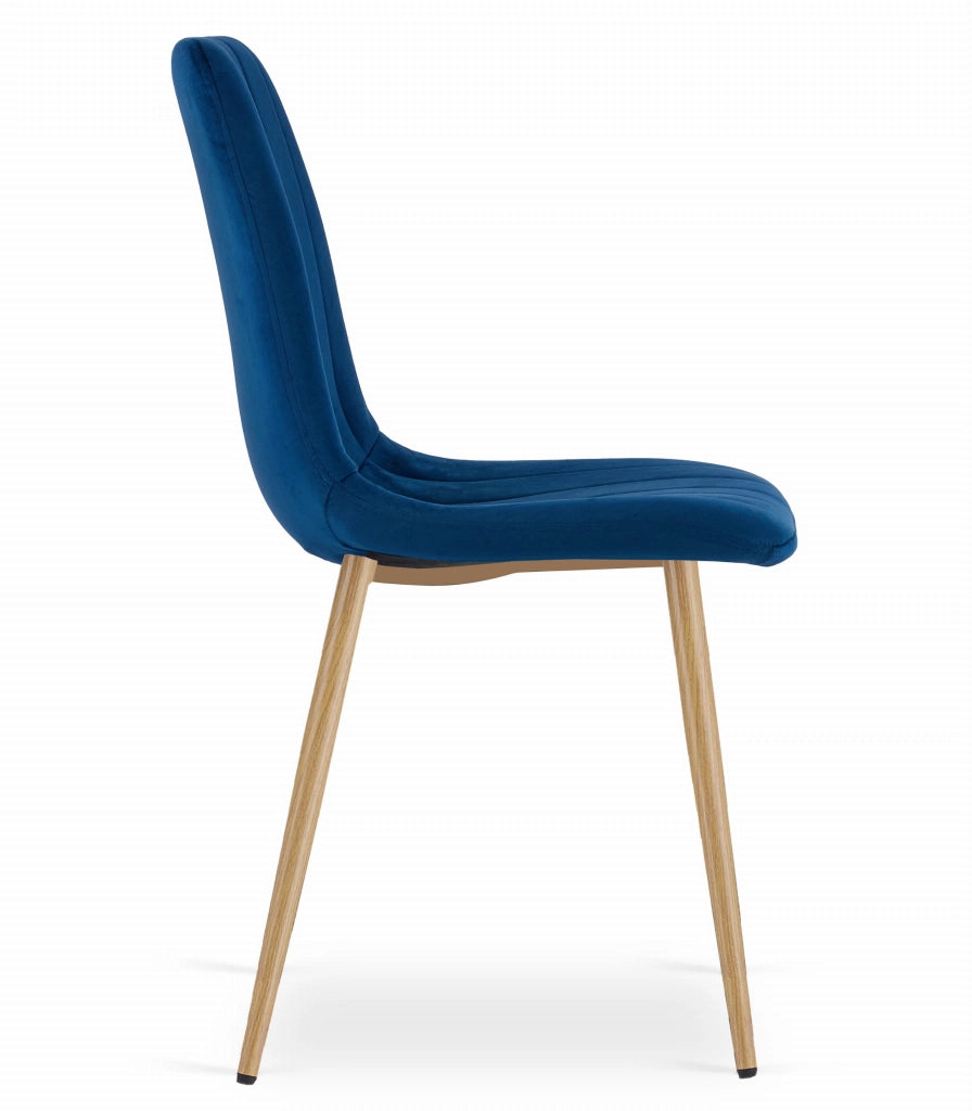 Sedia VALORA JEWA - Velluto blu navy con gambe color legno x 4