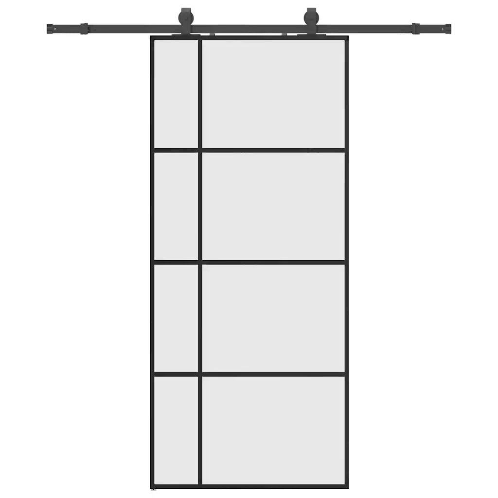 Porta Scorrevole con Ferramenta Nera 90x205 cm in Vetro ESG 3375811