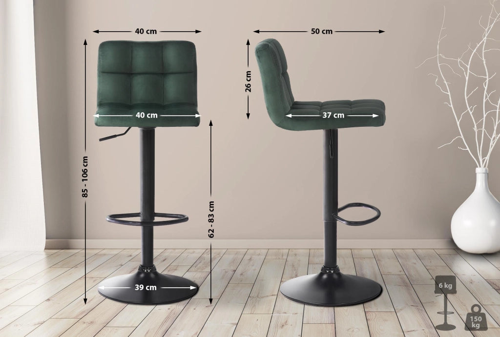 Set di 2 sgabelli bar Feni in velluto verde