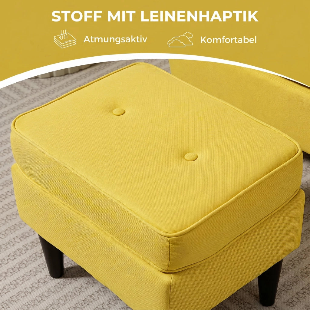 Poltrona con poggiapiedi ¨C zephmum ¨C tessuto giallo