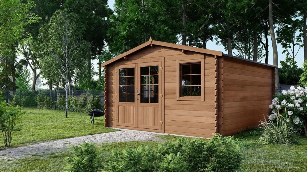 Casetta da giardino in legno - 20m2 - 5x4m - impregnata - 45mm - colore: marrone - DOM376 - ALTANKA