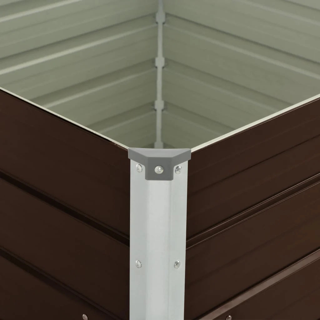 Fioriera rialzata marrone 100 x 100 x 77 cm per piante e fiori da giardino acciaio zincato 02_0000857