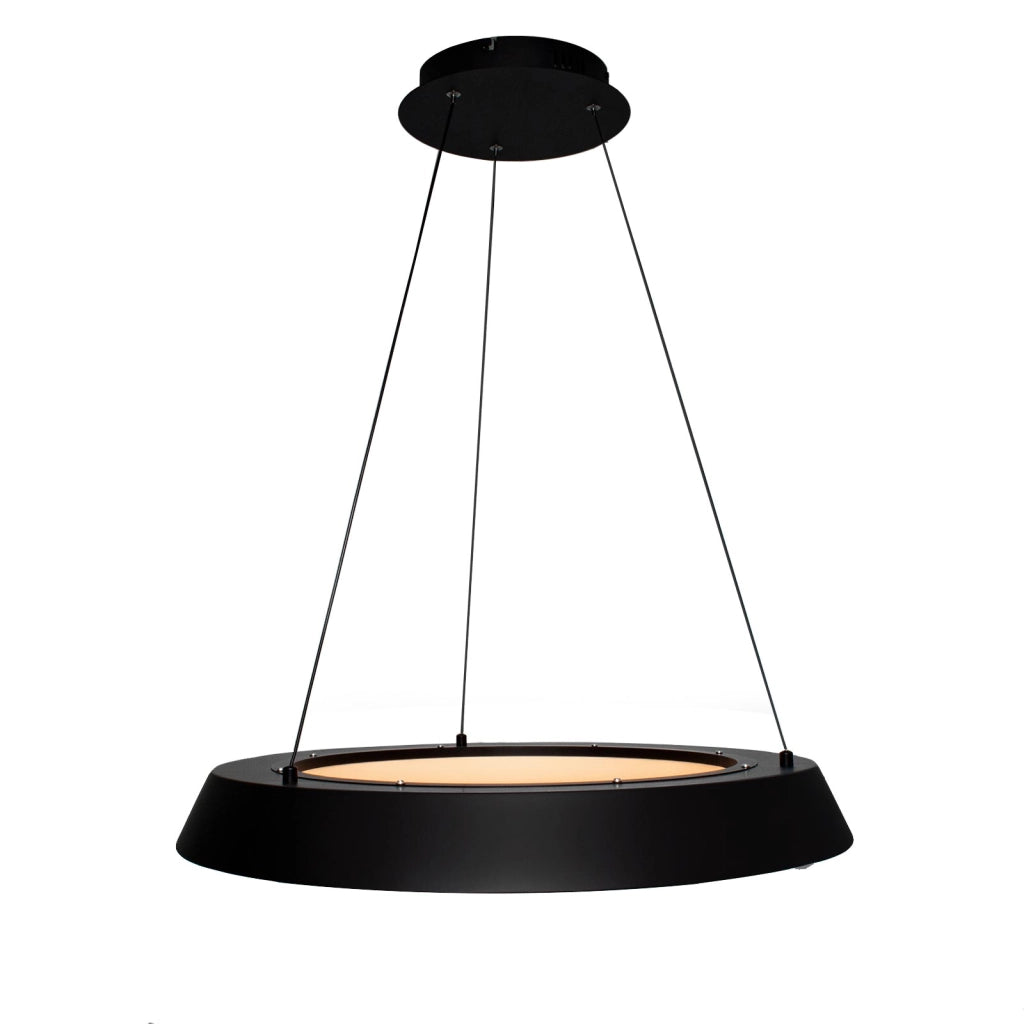 Lampadario soffitto cerchio luminoso LED 43W CCT pendente nero elegante sospensione dimmerabile luce tavolo cucina telecomando 230V 60cm