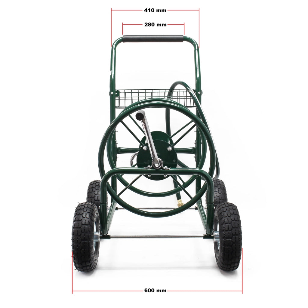 Carrello avvolgitubo da giardino con manovella, tubo non incluso, per tubi da 16mm (5/8″) lunghi max 76m, ruote 25cm