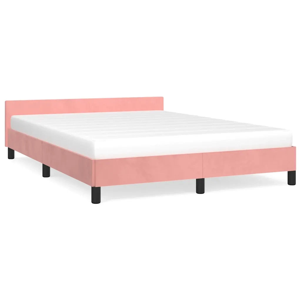Giroletto con Testiera-Letto con Testiera senza Materasso Rosa 140x190 cm Velluto