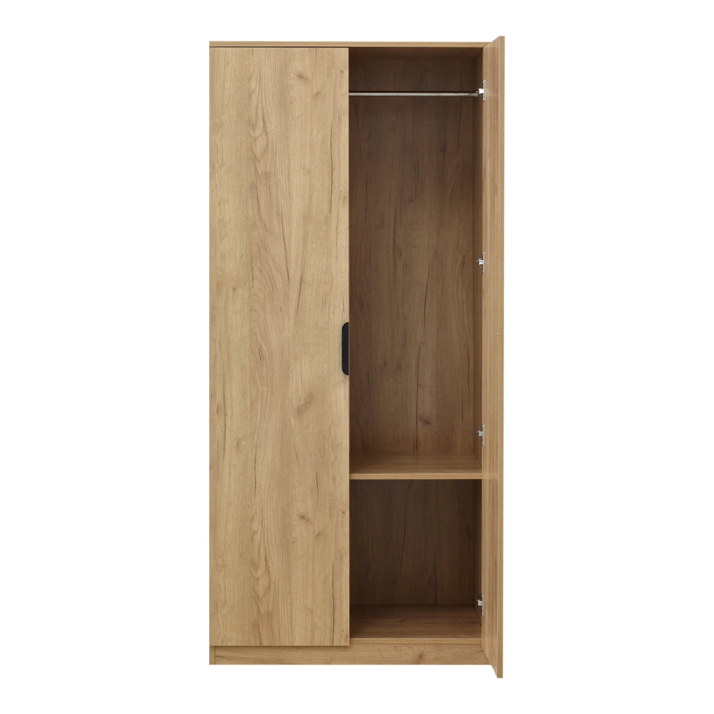 Armadio moderno per camera da letto mobile contenitore senza tempo con 1 asta appendiabiti e 1 ripiano MDF 176 x 80 x 52 cm effetto rovere 03_0006372