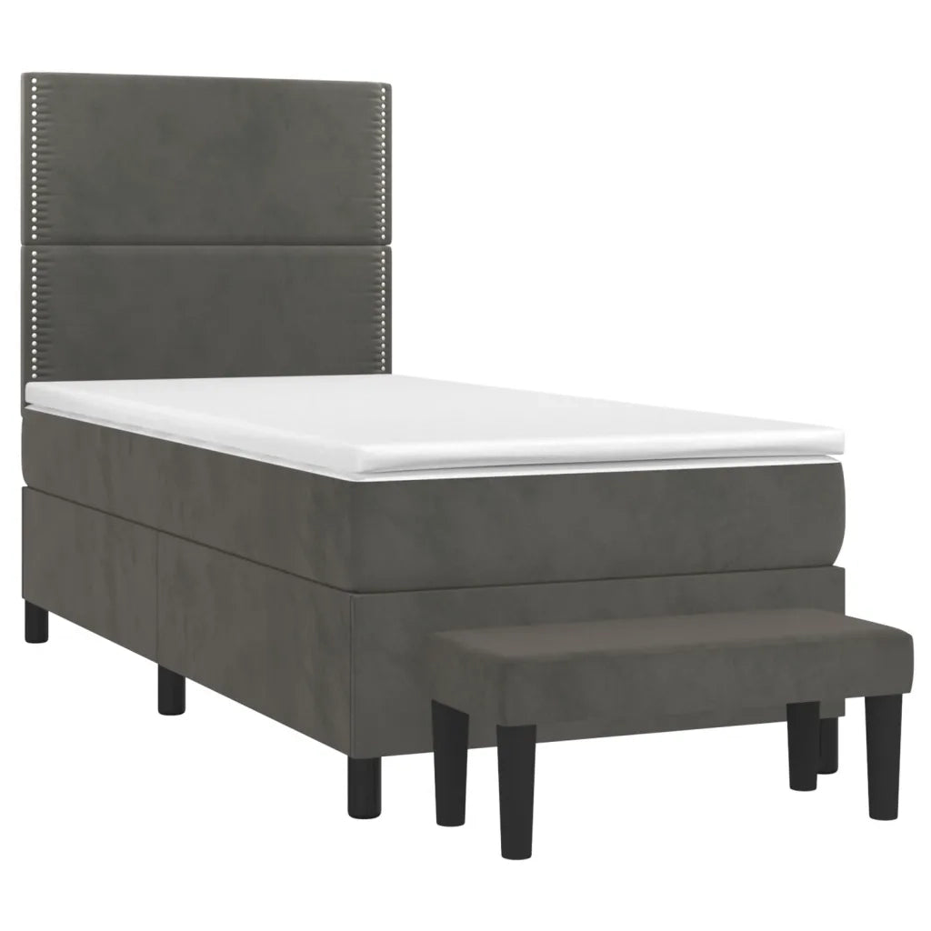 Giroletto a Molle con Materasso-Struttura Letto Grigio Scuro 80x200 cm Velluto 837868
