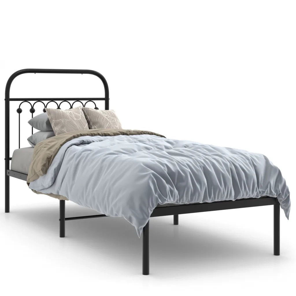 Giroletto con Testiera-Struttura Letto con testiera in Metallo Nero 75x190 cm 719952