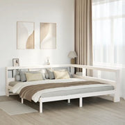 Letto Libreria senza Materasso-Struttura Letto con contenitore Bianco 200x200 cm Legno di Pino 500892