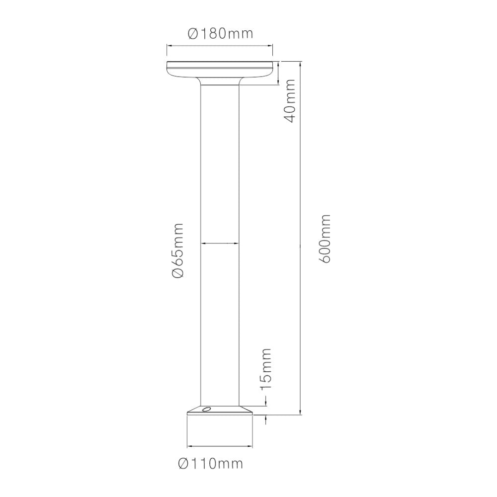 Mac Floor XL Nera 4000K - Paletto a led da esterno in alluminio 12W IP65 h60cm - Luce verso il basso - Beneito & Faure