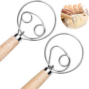 Garbo 2-in-1, Deense deeggarde, Eierklopper con manico di legno, Brooddeegmixer con doppio foro, Manuale broodmixer per la preparazione di pane, impasto, torte, dolci e altro