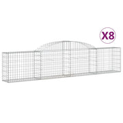 Set di 8 gabbioni ad arco per recinzione gabbia o muro di contenimento 300 x 30 x 60/80 cm ferro zincato argento 02_0041192