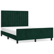 Letto matrimoniale | Letto per adulti | Giroletto senza Materasso Verde Scuro 140x200 cm in Velluto