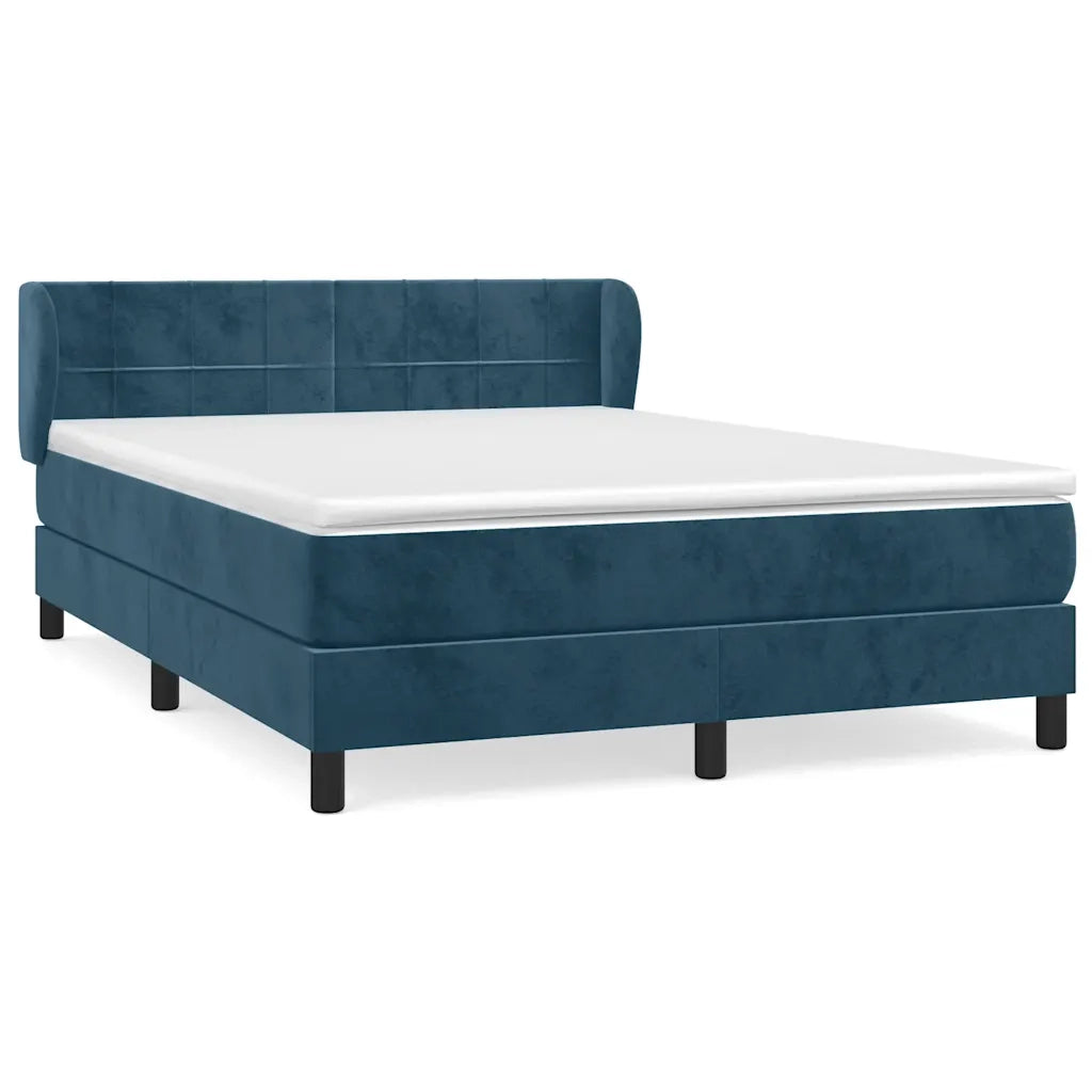 Giroletto a Molle con Materasso Blu Scuro 140x190 cm in Velluto 3127491