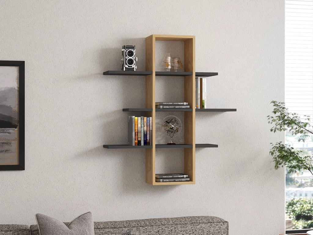 Mensola da parete in legno "Ardo" - 96 x 19 x 101 cm - Saphir, Antracite