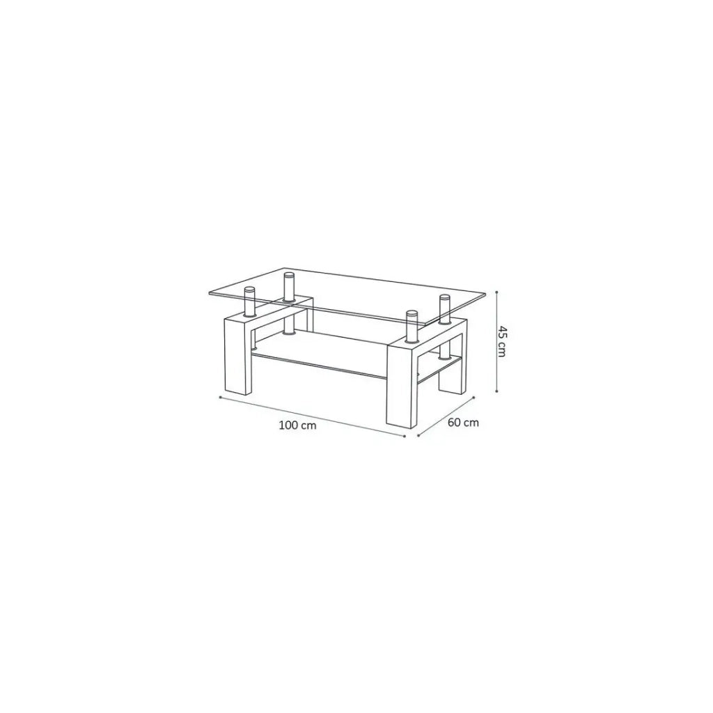 Tavolino MAGY – Vetro temperato nero lucido – 100x60 cm