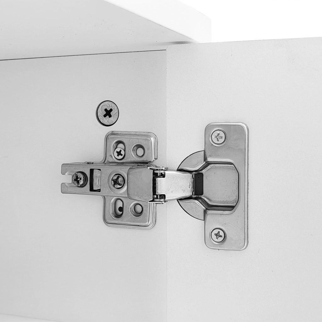 Mobile TV con 4 Ante Push-to-Open e Ripiani; Cerniere Ammortizzate; Maniglie e Piedini Dorati; Bianco; 170??38??44 cm