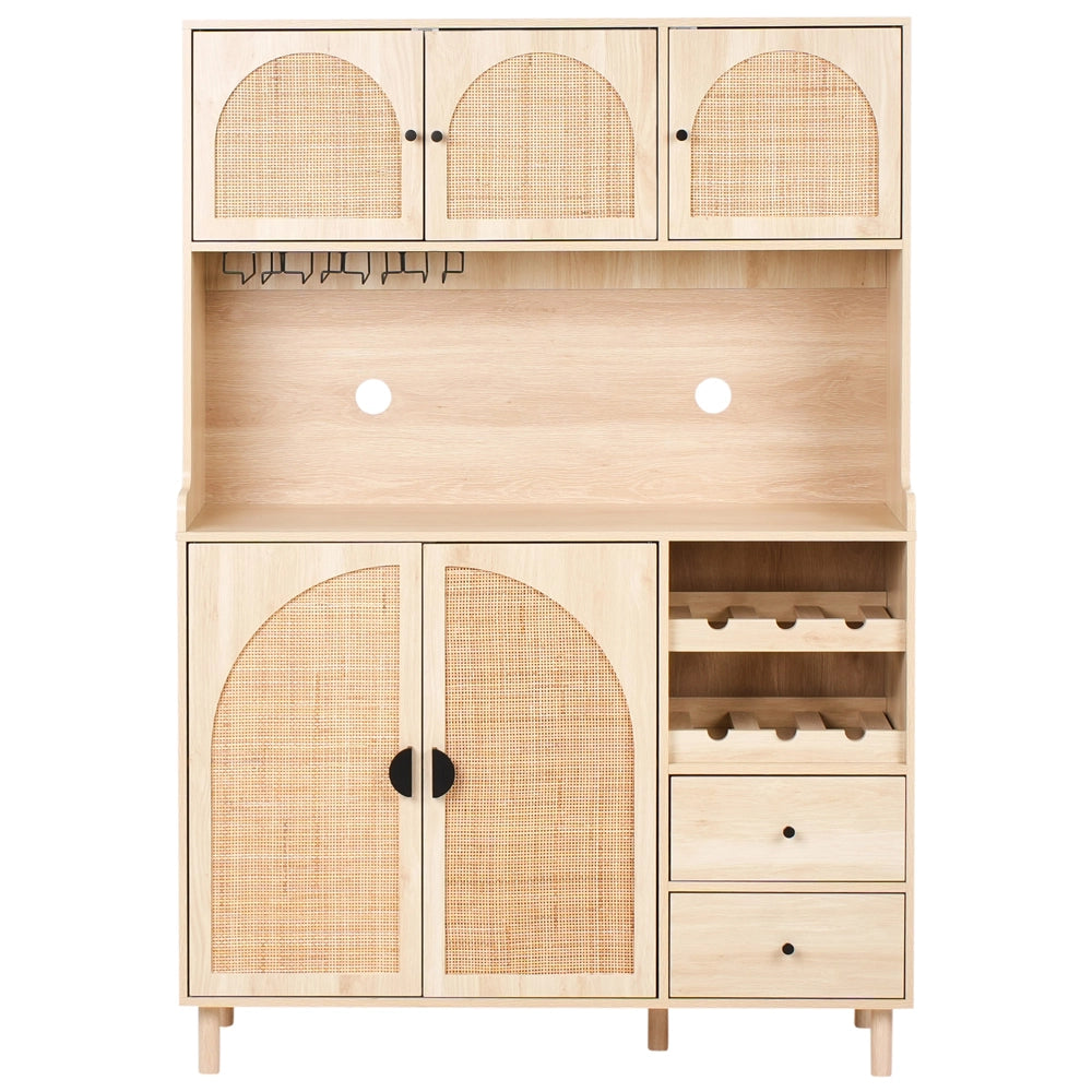 Mobile per cucina decorativo in truciolato marrone chiaro con ripiani e display Sala da pranzo Cucina