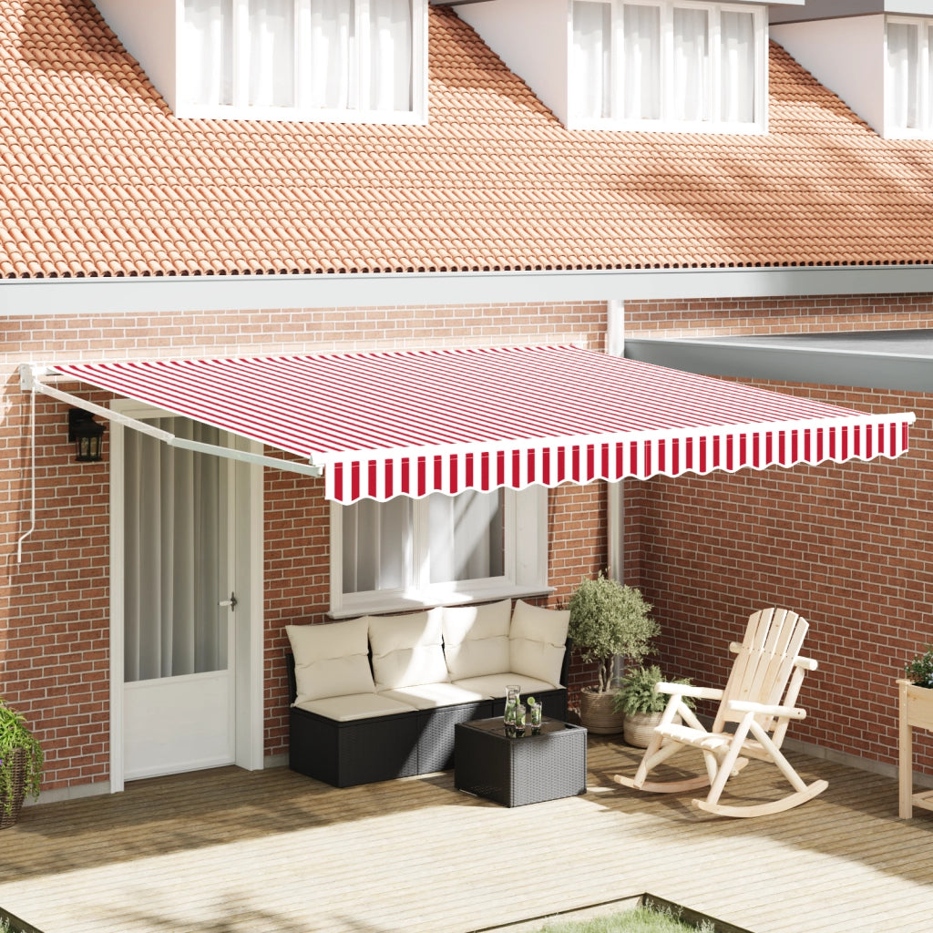 Tenda Retrattile Manuale Strisce Rosse e Bianche 400x300 cm