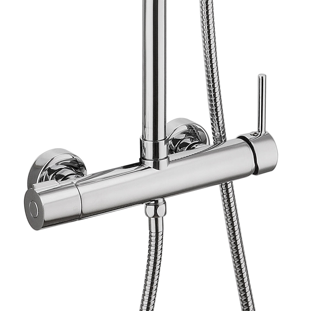 Colonna doccia regolabile H 115 in acciaio inox cromo soffione 22,5 cm