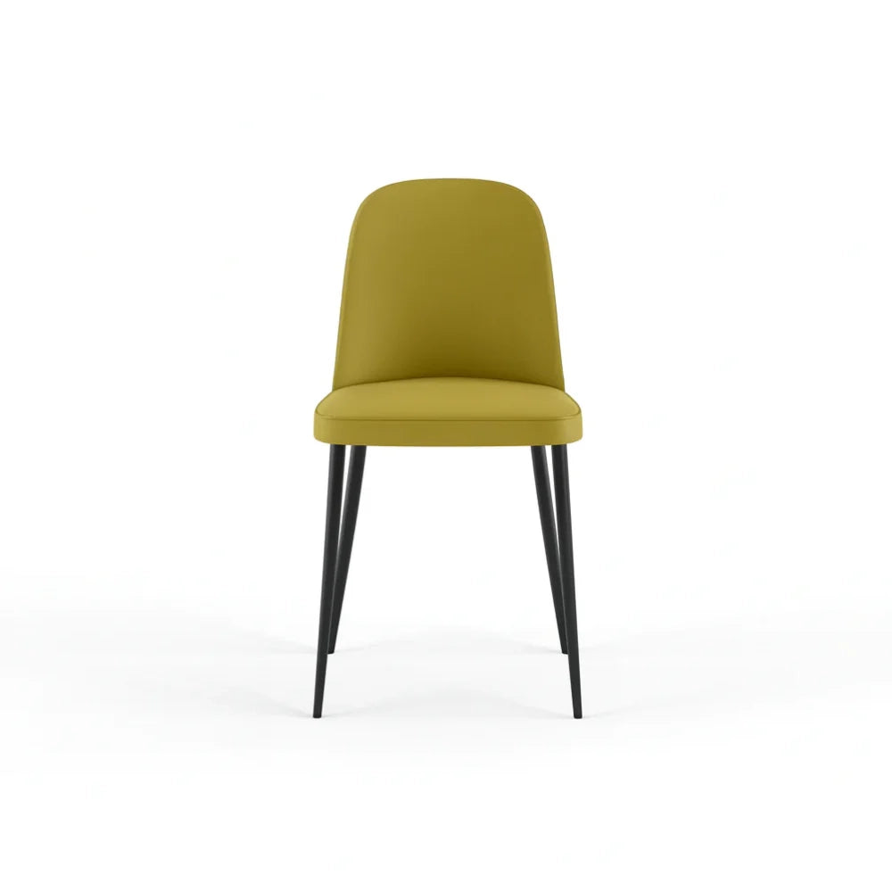 Set di 4 sedie da pranzo imbottite in tessuto soft touch effetto velluto senape Gaelia con struttura in metallo facili da pulire | Duzzle