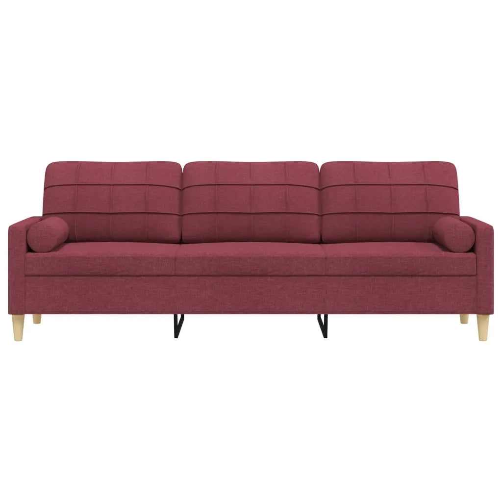 Divano a 3 Posti con Cuscini Rosso Vino 210 cm in Tessuto 3278207