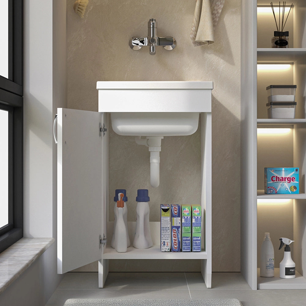 Mobile lavatoio 45x50 cm bianco in kit di montaggio con vasca e asse Ikaro